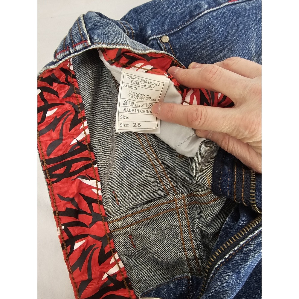 Nitagut Womens High Rise Distressed Blue Jeans Patchwork Cuff - Picture 5 of 7